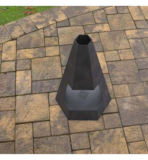 Incalzitor pentru terasa/gradina, Pyramid Hexagon Double KRO-1079, Otel, Negru, 1200x700x813 mm, grosime 3 mm FMG-KRO-1079