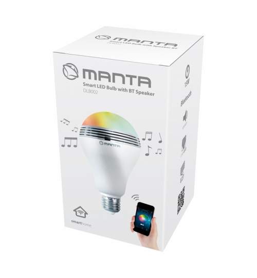 Bec Inteligent LED Bluetooth cu Difuzor 5W si Control din Telefon, Multicolor RGB, E27, 400lm, Putere 15W