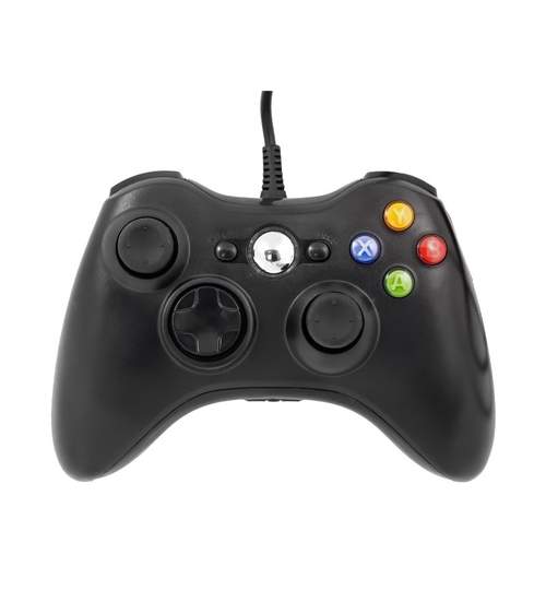 Controller Telecomanda pentru Xbox 360 profesional prin cablu USB - Plug&Play, culoare Negru