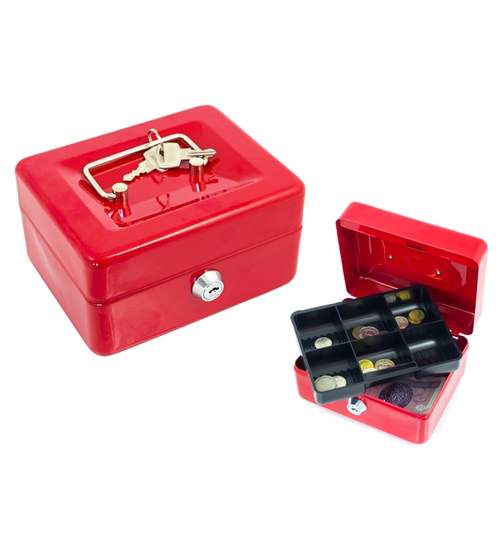 Cutie metalica pentru depozitarea banilor sau documentelor, culoare Rosu