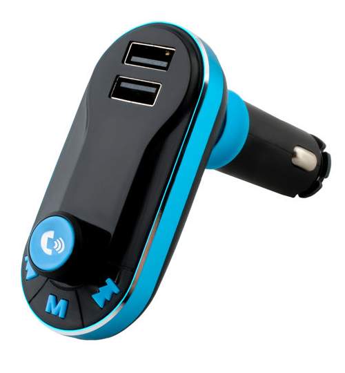 Modulator FM MP3 Auto cu Display LCD, Telecomanda, 2x USB, Bluetooth, Slot SD + Cablu Audio Jack, Culoare Negru/Albastru