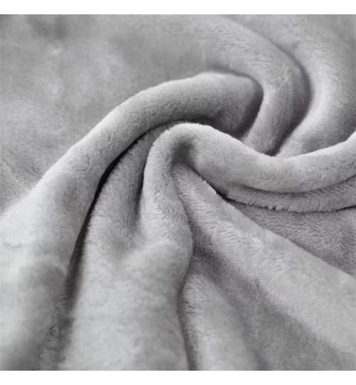 Patura Fleece Pufoasa din Microfibra Calduroasa, Dimensiune 150x200cm, Culoare Gri