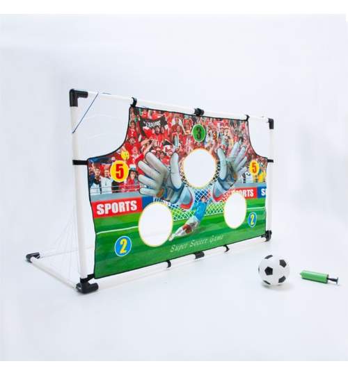 Set Joc de Fotbal pentru Copii cu Poarta cu Plasa si Minge, Dimensiune Poarta 119x71x56cm