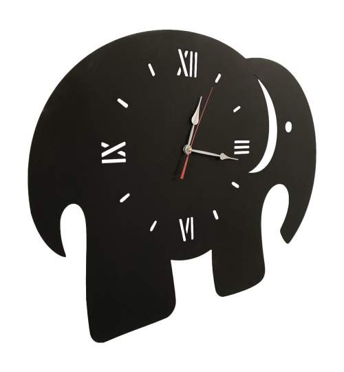 Ceas de perete metalic Krodesign Elephant, diametru 70 cm, negru FMG-KRO-1015