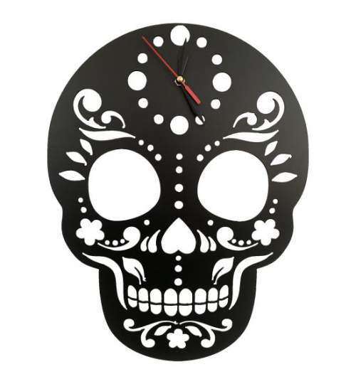 Ceas de perete metalic Krodesign Skull, diametru 45 cm, negru FMG-KRO-1011