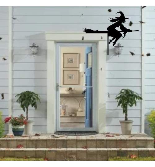 Decoratiune Bad Witch Halloween KRO-1110, dimensiune 45x40cm, negru FMG-KRO-1110