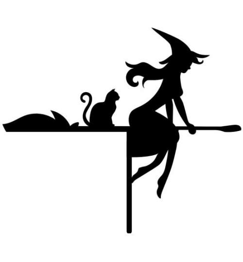 Decoratiune semn Good Witch Halloween KRO-1107, dimensiune 45x40cm, negru FMG-KRO-1107