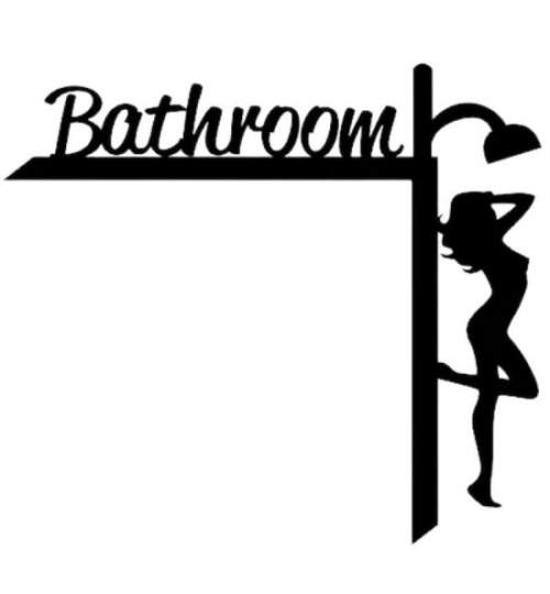 Decoratiune semn Krodesign Bathroom KRO-1104, dimensiune 45x40cm, negru FMG-KRO-1104