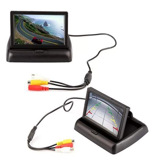 Pachet Camera Video Marsarier Auto de Mers Inapoi cu 4 LED-uri si Monitor LCD Pliabil de 4.3 Inch