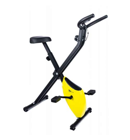 Bicicleta pentru Fitness Reglabila cu Afisare LCD Diferite Valori si Actionare Magnetica, Capacitate 100kg, Negru/Galben