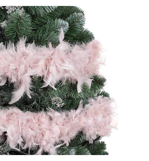 Ghirlanda artificiala, beteala decorativa din pene pentru bradul de Craciun, lungime 3 m, roz