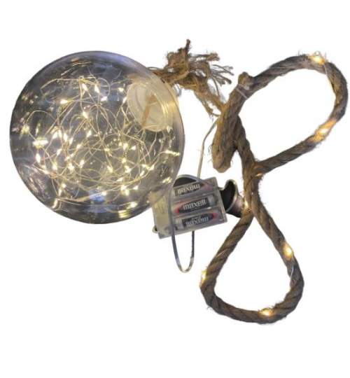 Decoratiune luminoasa MagicHome Globe, cu sfoara de agatat, 50 led, 3xAA, lungime 0.8 m, lumina calda FMG-SK-8091152