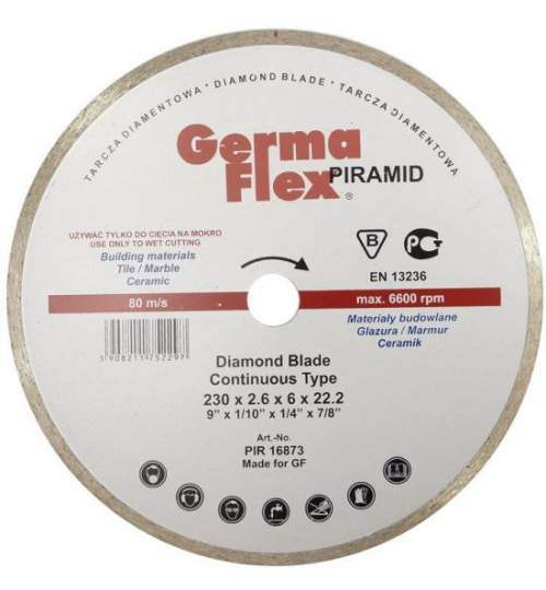 Disc diamantat, ceramica, taiere umeda, 125 mm/22.2 mm MART-PIR16871