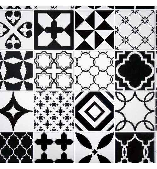 Panou decorativ, PVC, model mozaic, alb si negru, 96x48.5cm MART-PVC0003