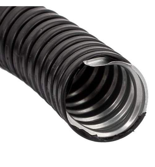 Tub flexibil, copex metalic Strend Pro, izolatie PVC, diametru 11 mm, Negru, 50m, galvanizat FMG-900.002.011