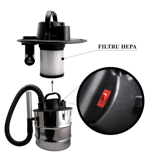 Aspirator cenusa, 1000 W, filtru HEPA, 18 L, Strend Pro MART-119275