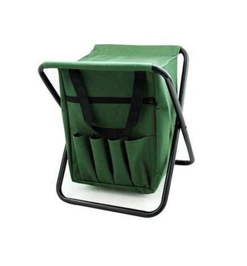 Scaun mini pliabil, gradina, camping, pescuit, cu geanta, verde, max 80 kg, 25x27x32 cm  MART-2170564