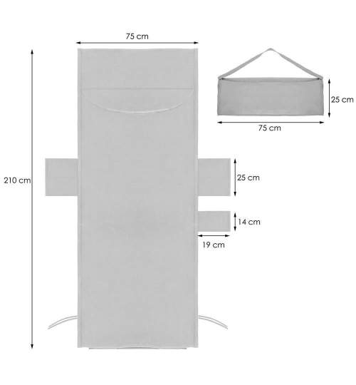 Prosop pentru sezlong, cu 3 buzunare, microfibra, gri, 210x75 cm, Springos MART-CS0022