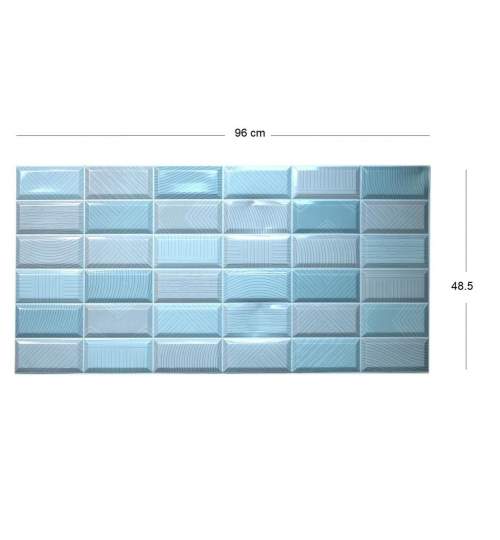 Panou decorativ, PVC, model caramida 3D, albastru, 96x48.5 cm MART-PVC0066