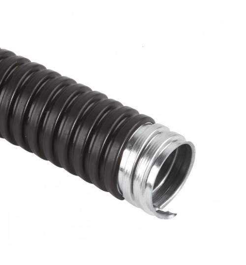 Tub flexibil tip copex metalic cu izolatie PVC, Horoz Black, diametru 21 mm, lungime 50m, galvanizat FMG-900.002.021