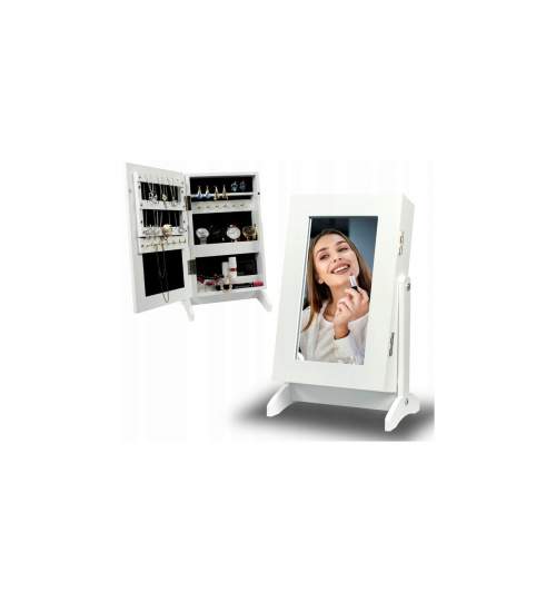 Cabinet bijuterii cu oglinda, alb 21x15x35 cm MART-PHO5775