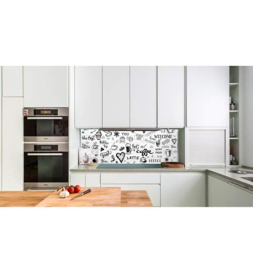 Panou decorativ, PVC, model modern, alb si negru, 96x48.5cm MART-PVC0015