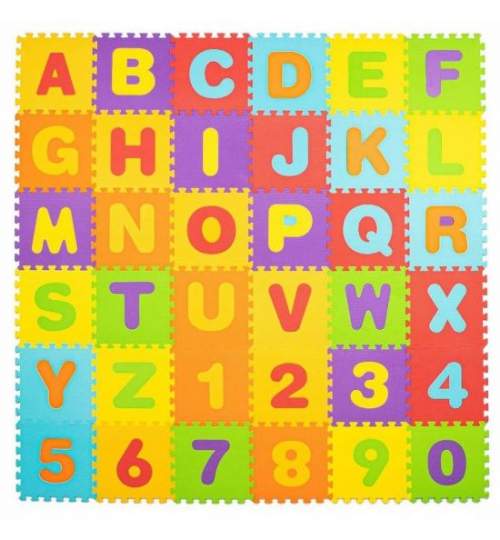Covor spuma ptr copii, EVA multicolor, model alfabet si numere, 172x172x1cm, Springos MART-FM0017