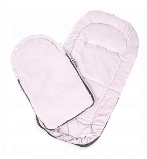 Sac de dormit pentru copii, bebelusi, cu husa, gri si roz, 90x43/35 cm, Springos MART-SB0034