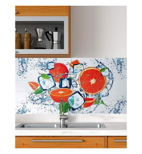 Panou decorativ, PVC, model portocale, alb si portocaliu, 96x48.5 cm MART-PVC0027