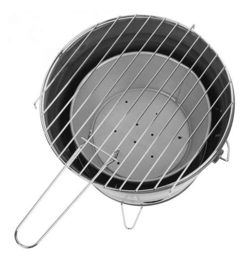 Gratar gradina, tip galeata, grill rotund, metalic, cu maner, 27x22 cm, BBQ Finch MART-2212374