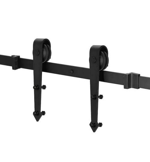 Sistem modern pentru usi culisante, glisante cu sina si accesorii din otel, 183 cm, 100kg, Negru Mat