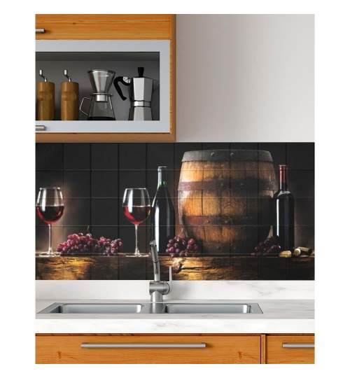 Panou decorativ, PVC, model vin, maro si negru, 96x48.5 cm MART-PVC0008