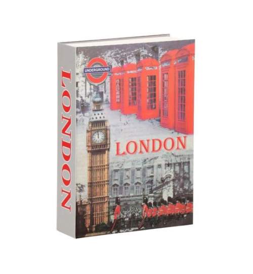 Seif, caseta valori, cutie metalica cu cheie, portabila, tip carte, model Londra, 15.5x4.5x22 cm, Springos MART-HA5049
