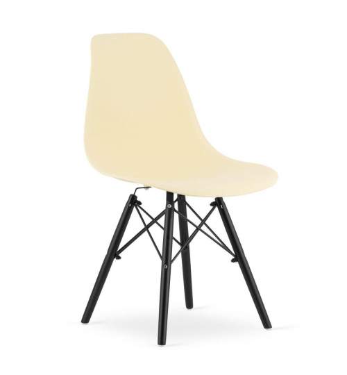 Set 4 scaune stil scandinav, Artool, Osaka, PP, lemn, crem si negru, 46x54x81 cm MART-3599_1S