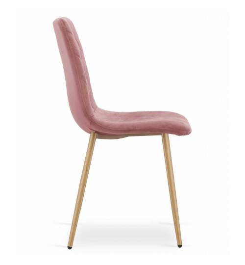 Set 4 scaune stil scandinav, Artool, Turin, catifea, lemn, roz, 44.5x53x88.5 cm MART-3786_1S