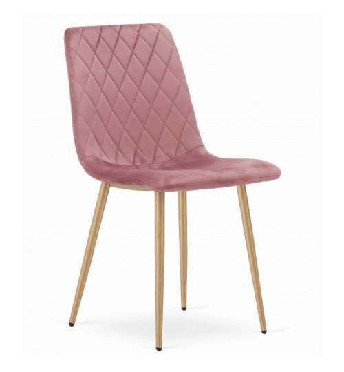 Set 4 scaune stil scandinav, Artool, Turin, catifea, lemn, roz, 44.5x53x88.5 cm MART-3786_1S