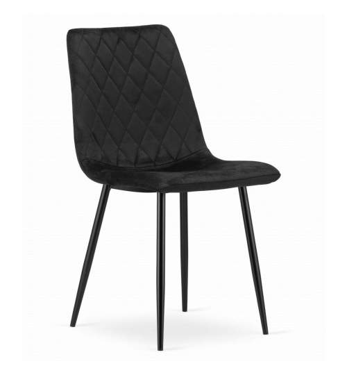 Set 4 scaune stil scandinav, Artool, Turin, catifea, metal, negru, 44.5x53x88.5 cm MART-3660_1S
