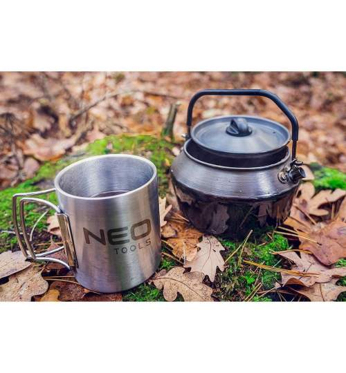 Ibric, ceainic, turistic, camping, aluminiu, 800 ml, 15.2x9.6 cm, NEO MART-63-147