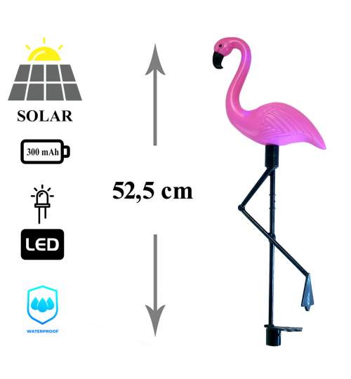 Lampa solara pentru gradina, 3 flamingo, 18x6x52 cm MART-8090608