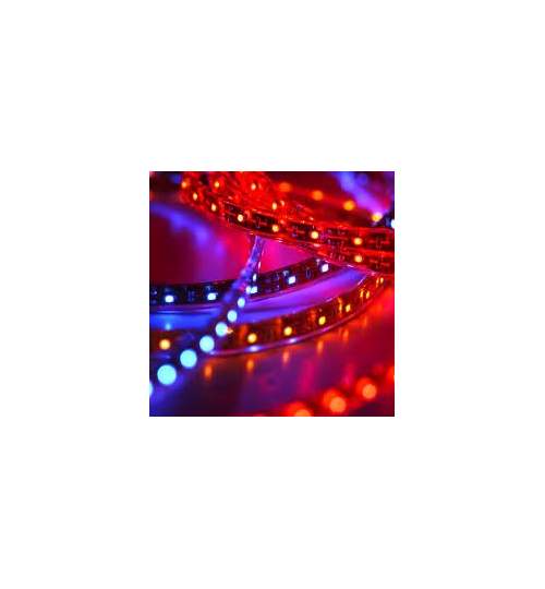 Banda LED RGB Multicolora cu Telecomanda, 300 LED-uri, Lungime 5m, Interior Exterior, Rezistenta la Apa