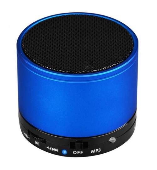 Boxa Portabila Wireless cu Bluetooth, FM, USB, Slot Micro SD, AUX + microfon incorporat si LED, culoare Albastru