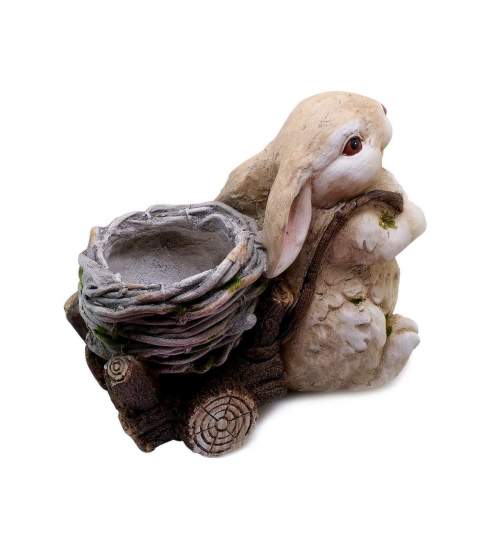 Decoratiune gradina, ceramica, iepure cu carucior, 34x19x39 cm MART-8090619