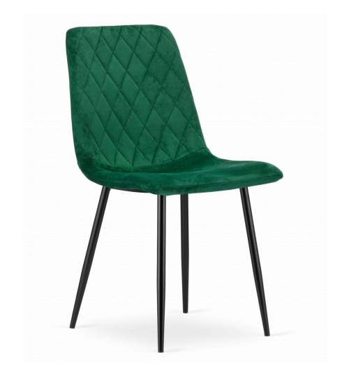 Set 4 scaune stil scandinav, Artool, Turin, catifea, metal, verde si negru, 44.5x53x88.5 cm MART-3661_1S