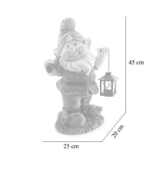 Decoratiune gradina, ceramica, pitic cu felinar si harlet, 25x20x45 cm MART-8090849
