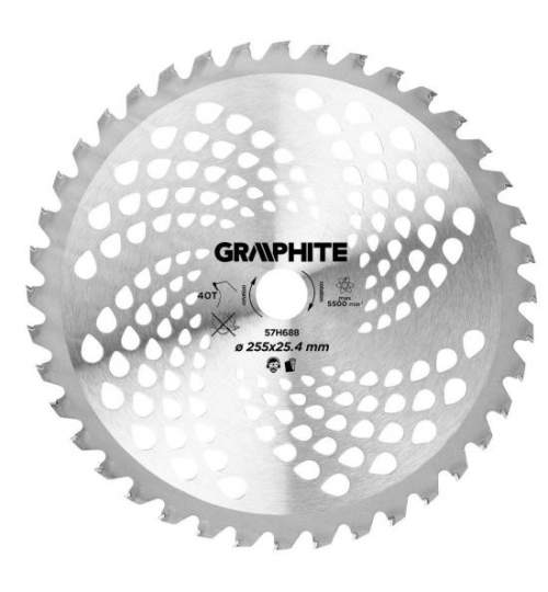 Disc circular vidia pentru motocoasa/trimmer, 255x25.4 mm, 40 dinti, Graphite MART-57H688