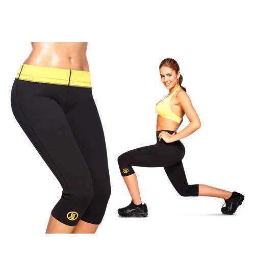 Set Fitness Pantaloni + Centura Hot Shapers din Neopren pentru Slabit si Modelare Corporala, Marimea M