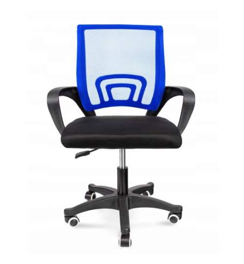 Scaun de birou, rotativ, cu plasa, cotiere, negru si albastru, 63x48x84/94 cm MART-CM-922990