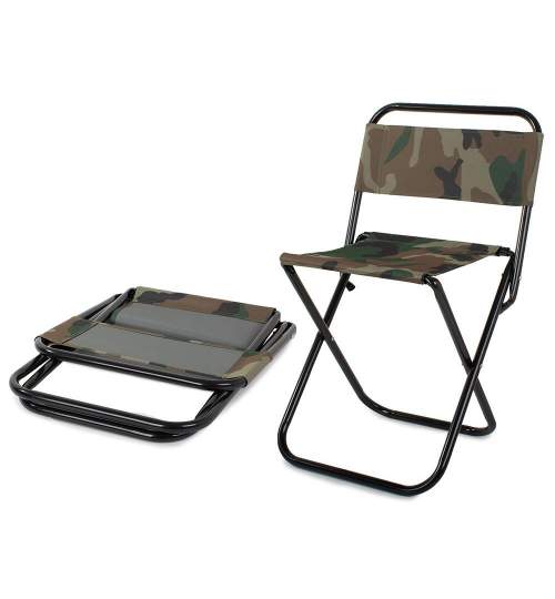 Scaun pliabil pentru camping, gradina, pescuit, Verk Group, model camuflaj, 39x29x59 cm MART-01670_VG