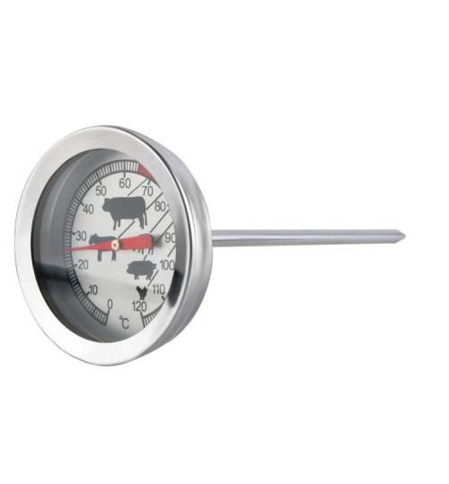 Termometru alimentar analogic de insertie pentru carne, inox, 0°C - 120°C, negru/argintiu