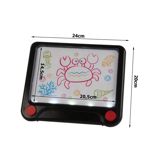 Tableta grafica/desenat pentru copii, Verk Group, 3 markere, LED, 3xAAA, 24x20 cm MART-18248_VG
